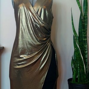 Tommy Hilfiger Gold and Black Jersey Dress size 12